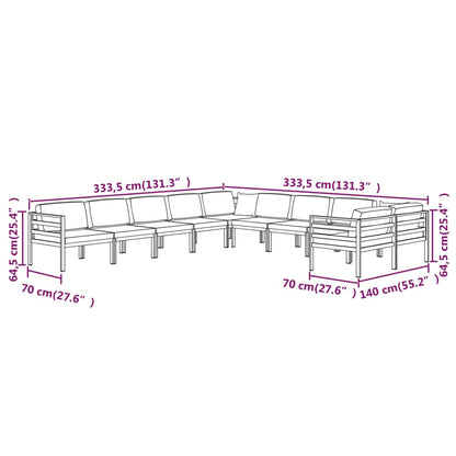 10-tlg. Garten-Lounge-Set mit Kissen Aluminium Anthrazit - Pazzar.ch