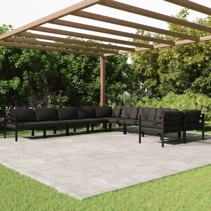10-tlg. Garten-Lounge-Set mit Kissen Aluminium Anthrazit - Pazzar.ch
