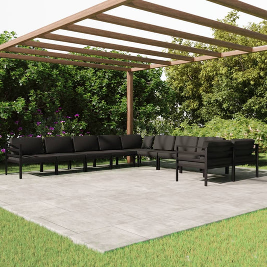 10-tlg. Garten-Lounge-Set mit Kissen Aluminium Anthrazit - Pazzar.ch