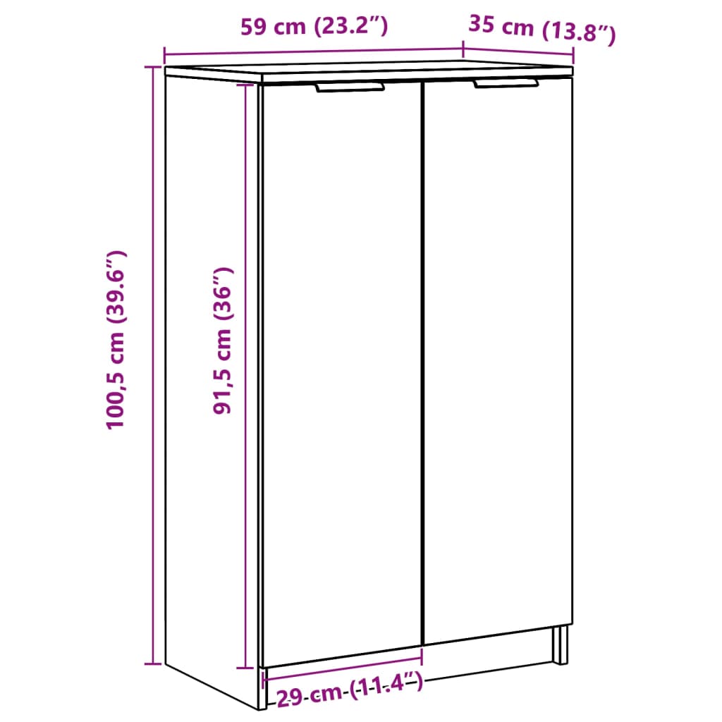 Schuhschrank Sonoma-Eiche 59x35x100 cm Holzwerkstoff - Pazzar.ch