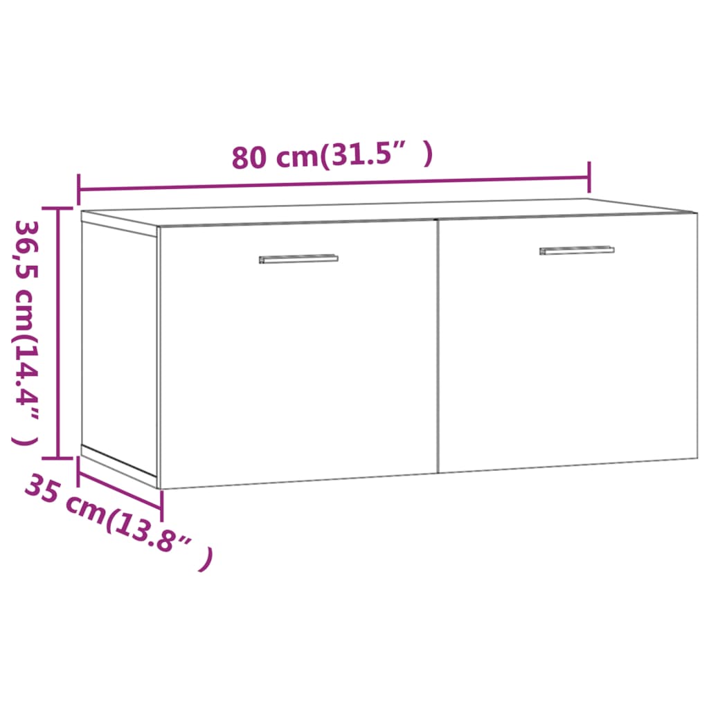 Wandschrank Hochglanz-Weiß 80x35x36,5 cm Holzwerkstoff - Pazzar.ch