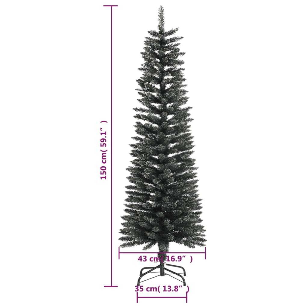 Künstlicher Weihnachtsbaum mit Ständer Schlank Grün 150 cm PVC - Pazzar.ch