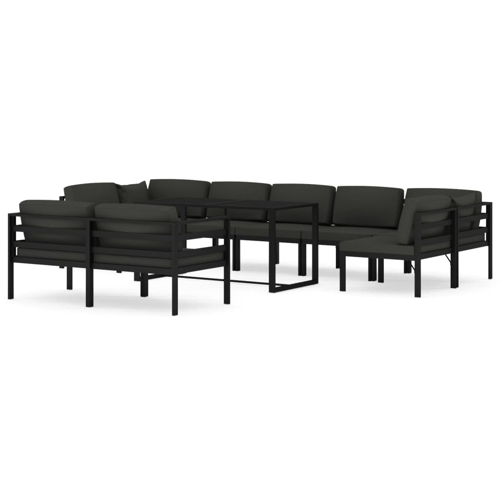 10-tlg. Garten-Lounge-Set mit Kissen Aluminium Anthrazit - Pazzar.ch
