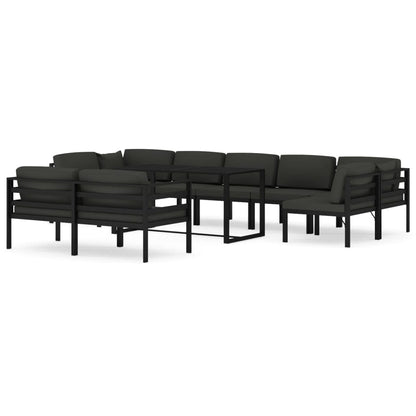 10-tlg. Garten-Lounge-Set mit Kissen Aluminium Anthrazit - Pazzar.ch