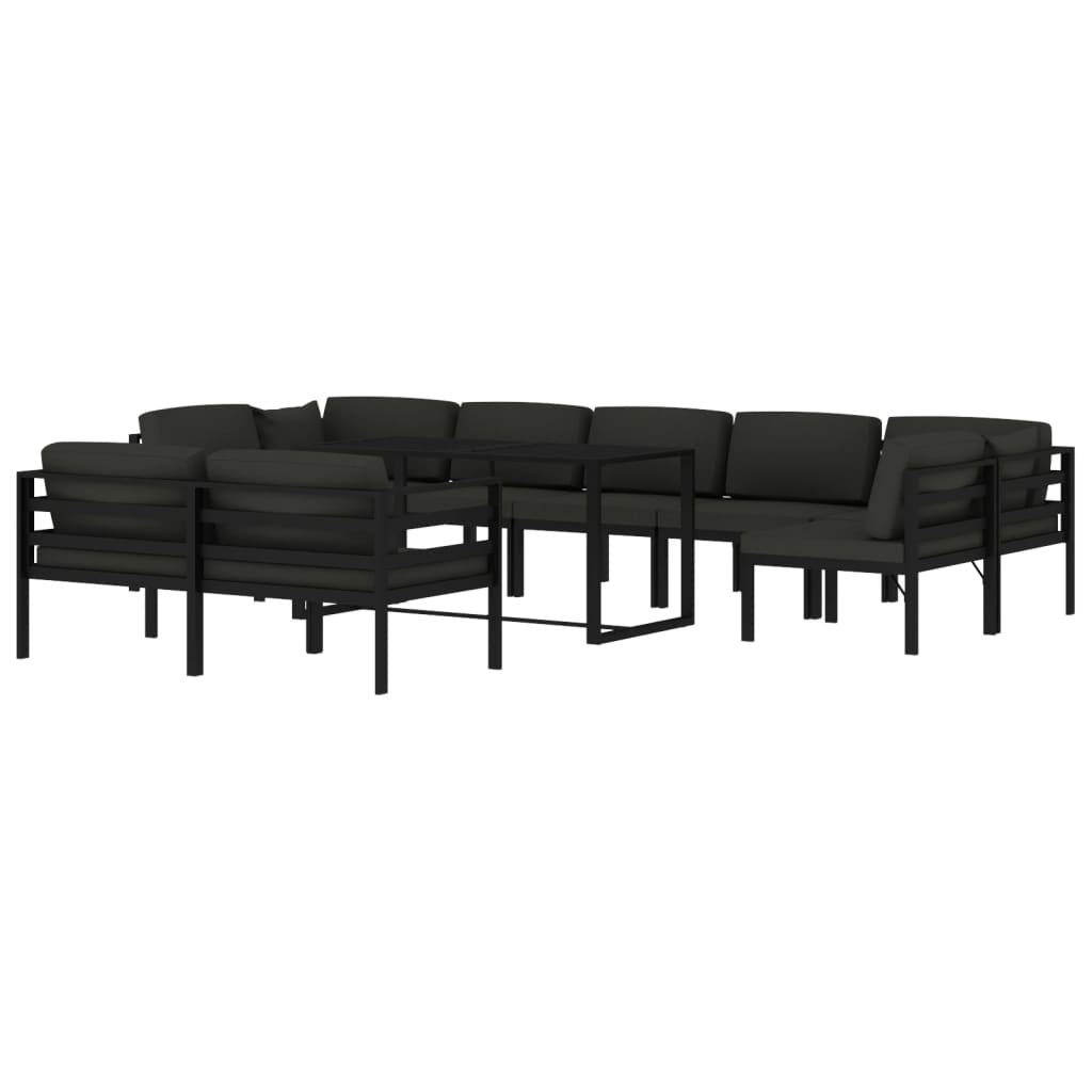 10-tlg. Garten-Lounge-Set mit Kissen Aluminium Anthrazit - Pazzar.ch