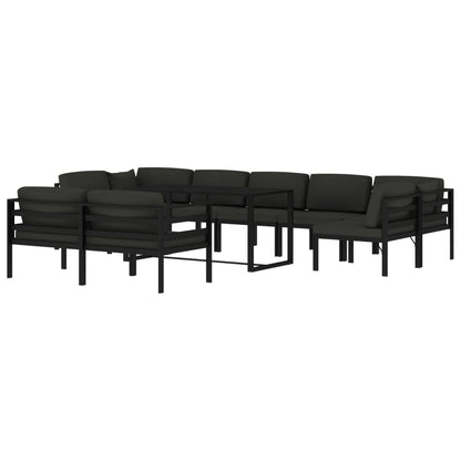 10-tlg. Garten-Lounge-Set mit Kissen Aluminium Anthrazit - Pazzar.ch