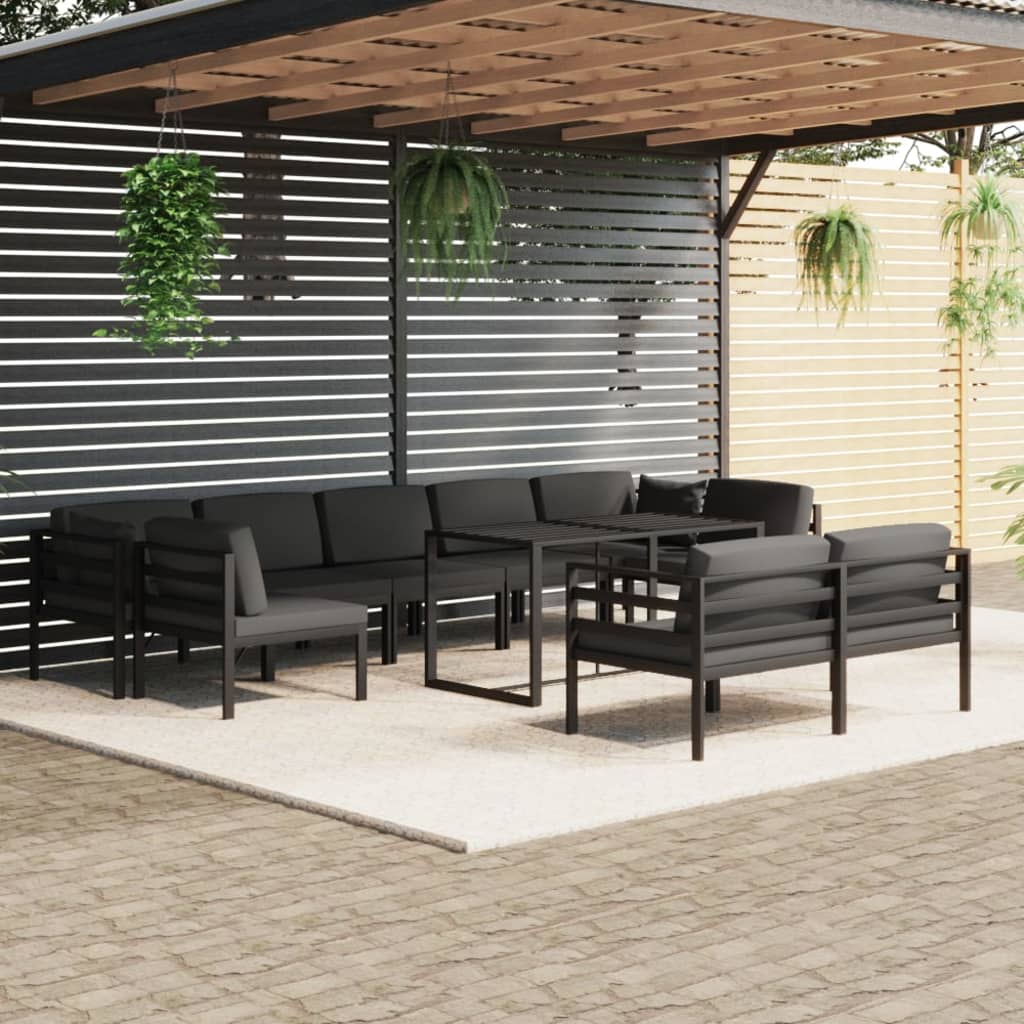 10-tlg. Garten-Lounge-Set mit Kissen Aluminium Anthrazit - Pazzar.ch