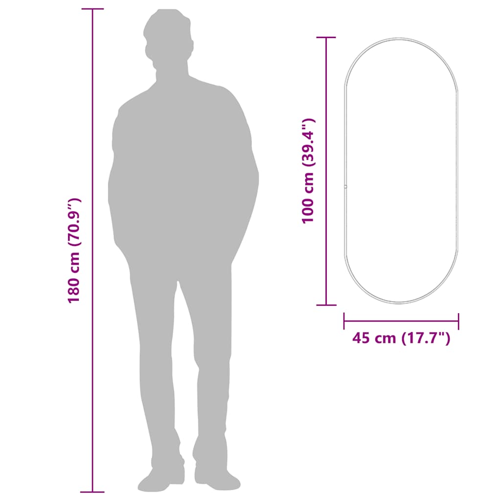 Wandspiegel Schwarz 100x45 cm Oval - Pazzar.ch