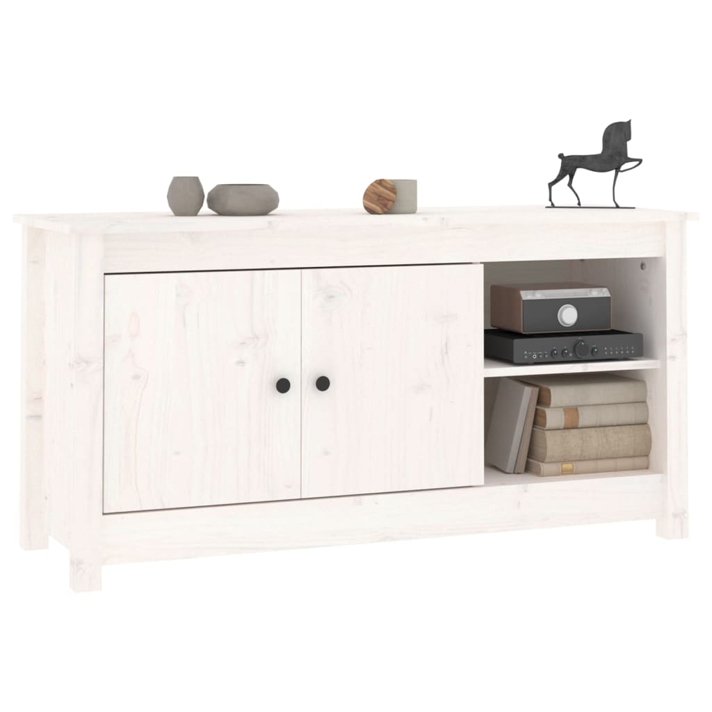 TV-Schrank Weiß 103x36,5x52 cm Massivholz Kiefer