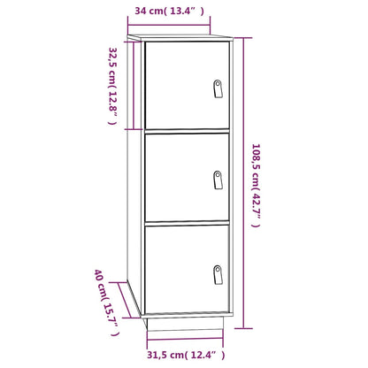 Highboard Weiß 34x40x108,5 cm Massivholz Kiefer - Pazzar.ch