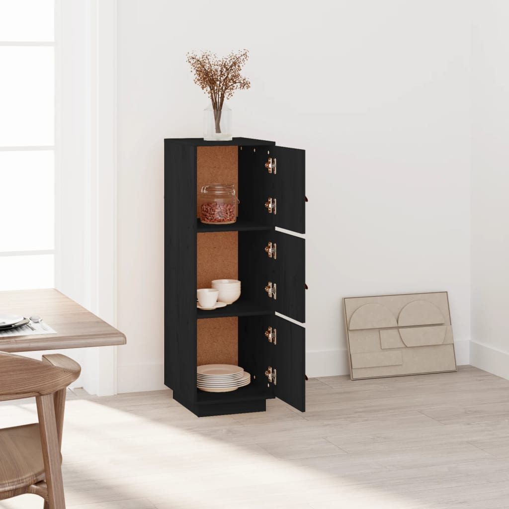 Highboard Schwarz 34x40x108,5 cm Massivholz Kiefer - Pazzar.ch