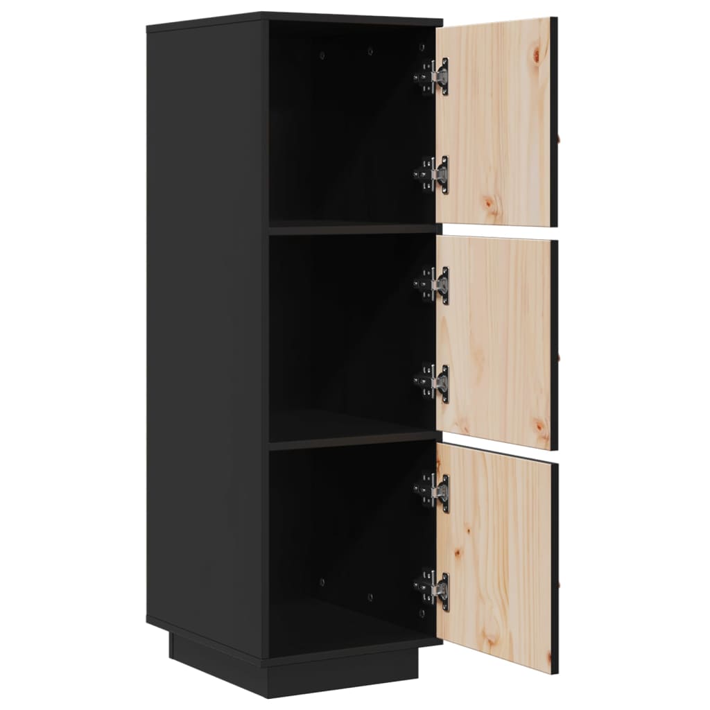 Highboard Schwarz 34x40x108,5 cm Massivholz Kiefer - Pazzar.ch