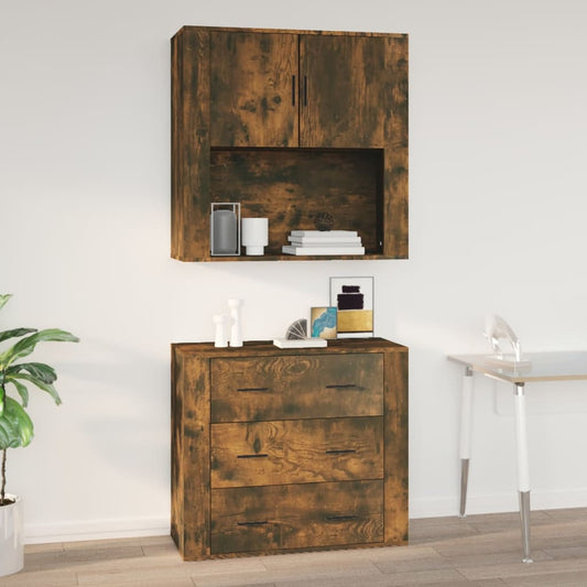 Wandschrank Räuchereiche 80x33x80 cm Holzwerkstoff - Pazzar.ch
