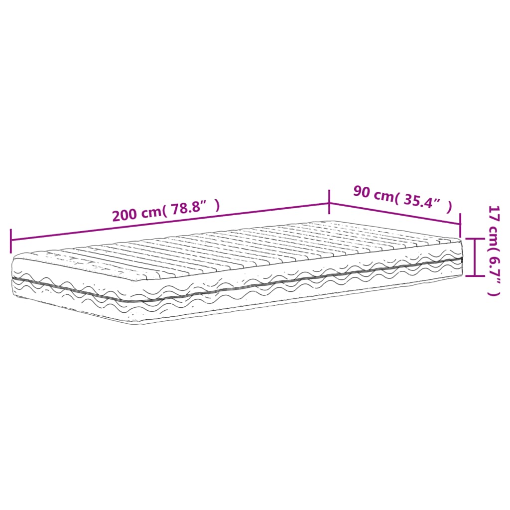 Schaumstoffmatratze Weiß 90x200 cm Härtegrad H2 H3 - Pazzar.ch