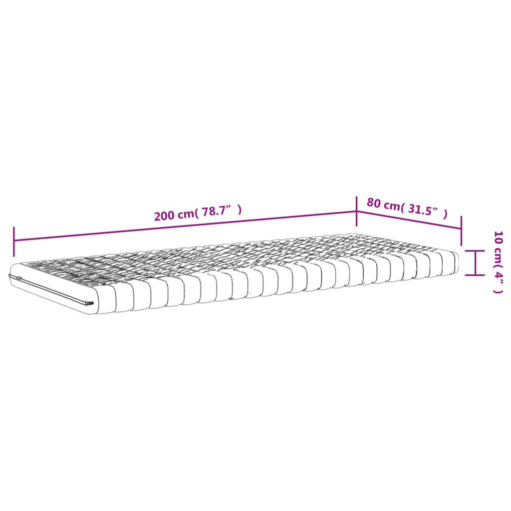 Schaumstoffmatratze Weiß 80x200 cm 7-Zonen Härtegrad 20 ILD - Pazzar.ch