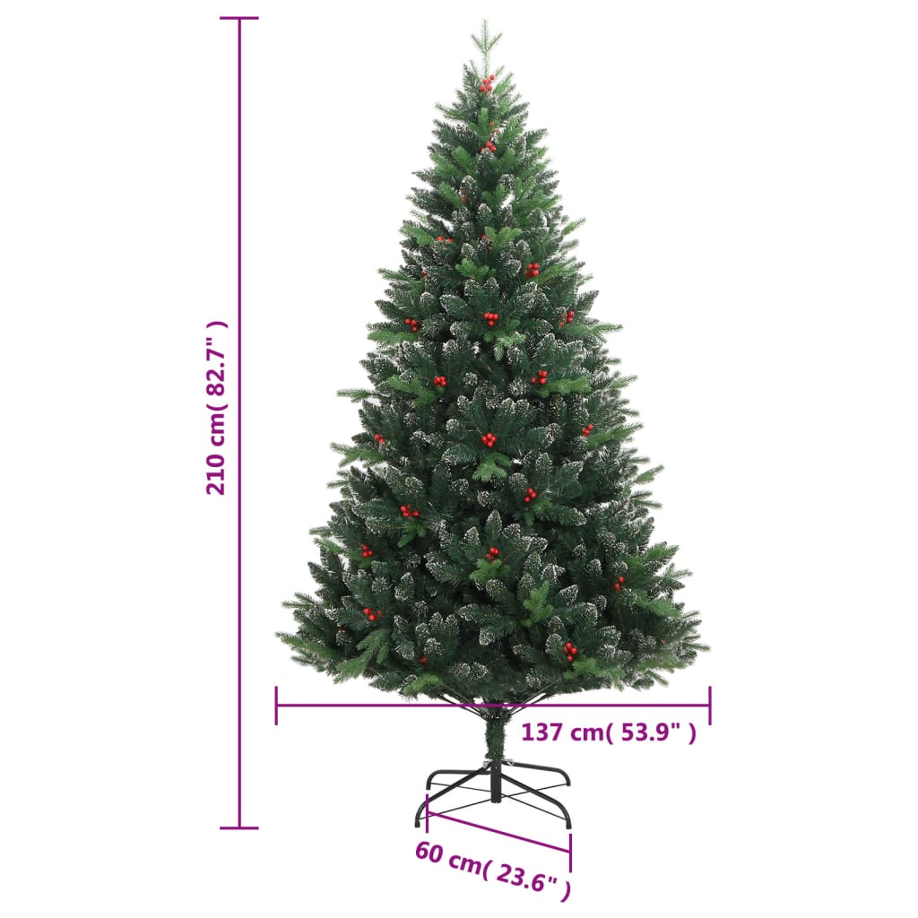 Künstlicher Weihnachtsbaum Klappbar mit Roten Beeren 210 cm