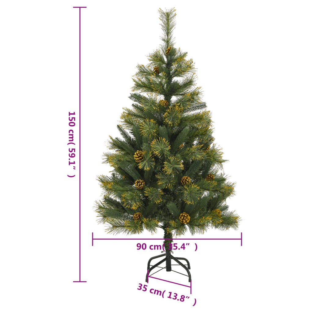 Künstlicher Weihnachtsbaum Klappbar mit Zapfen 150 cm - Pazzar.ch