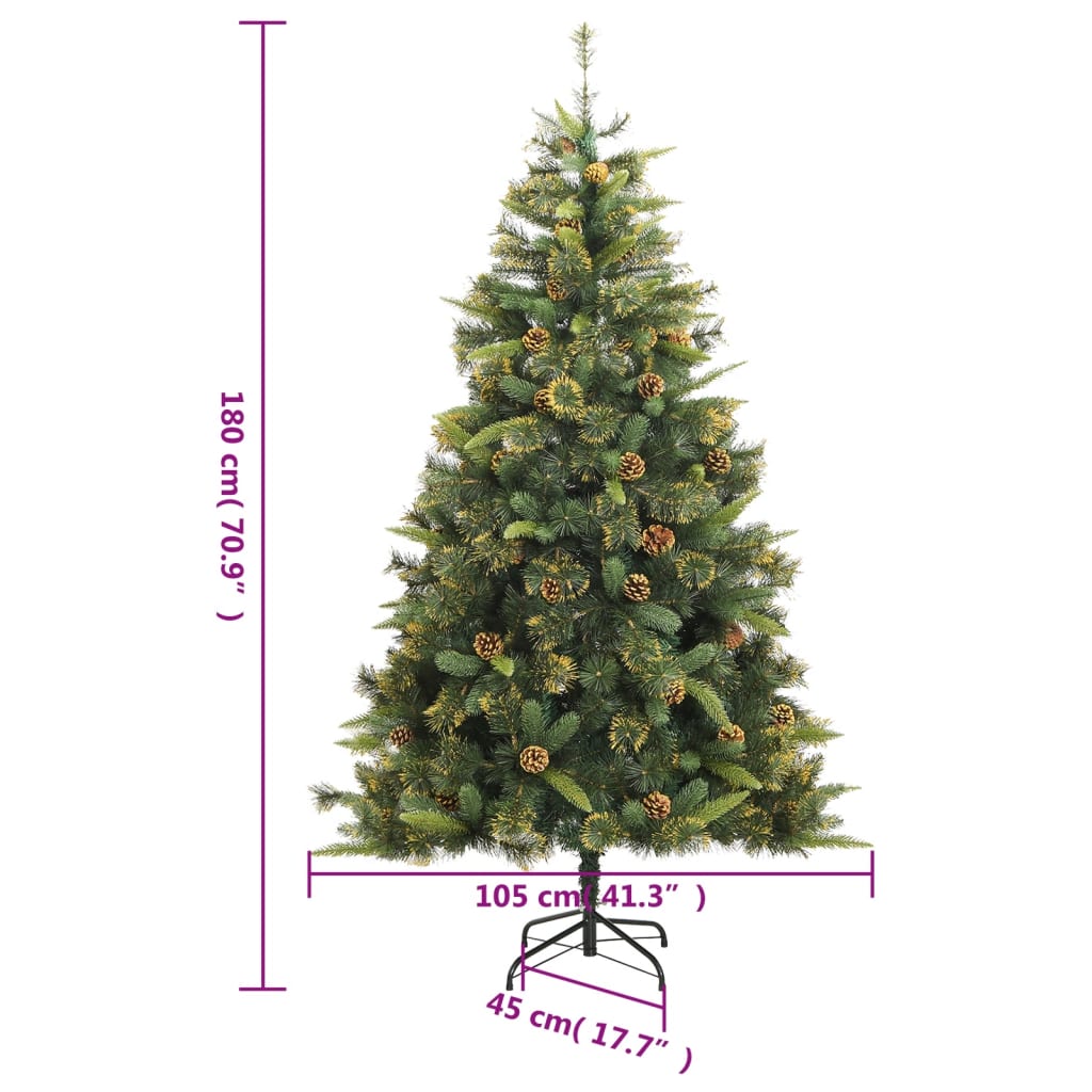 Künstlicher Weihnachtsbaum Klappbar mit Zapfen 180 cm - Pazzar.ch