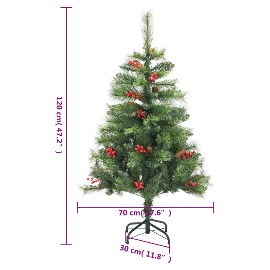 Künstlicher Weihnachtsbaum Klappbar mit Zapfen & Beeren 120 cm