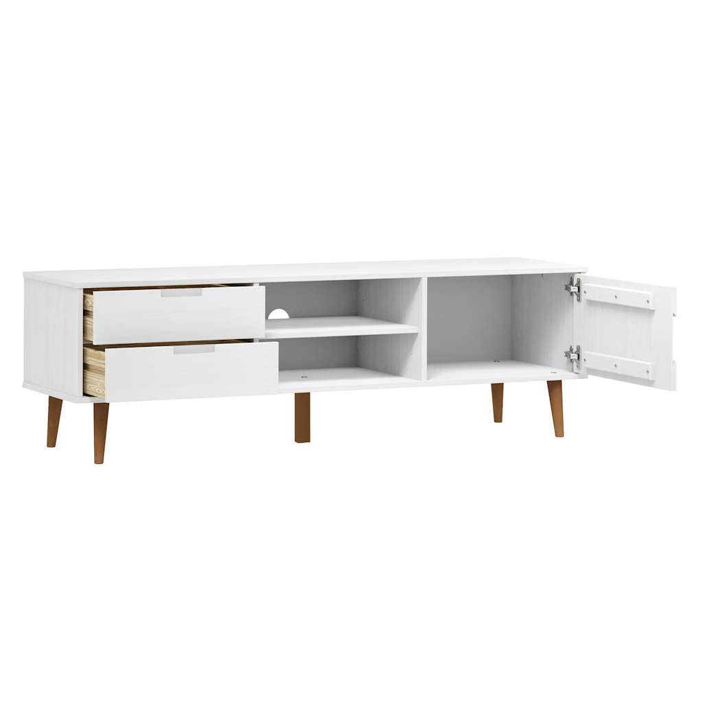 TV-Schrank MOLDE Weiß 158x40x49 cm Massivholz Kiefer