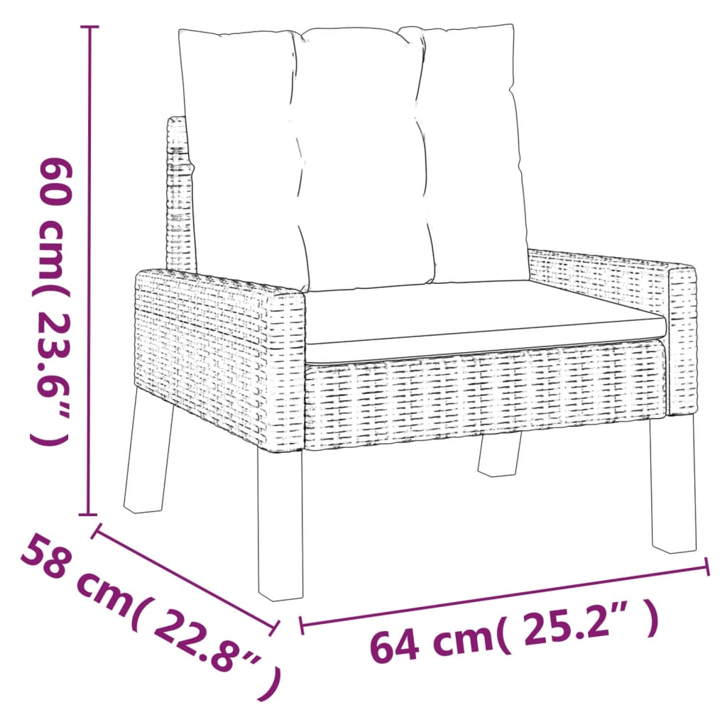 4-tlg. Garten-Lounge-Set mit Kissen Poly Rattan&Massivholz