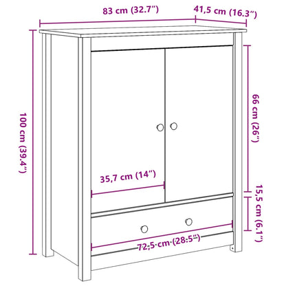 Highboard Grau 83x41,5x100 cm Massivholz Kiefer - Pazzar.ch