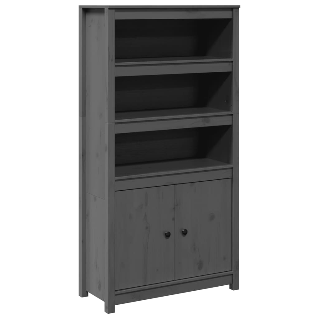 Highboard Grau 80x35x154 cm Massivholz Kiefer