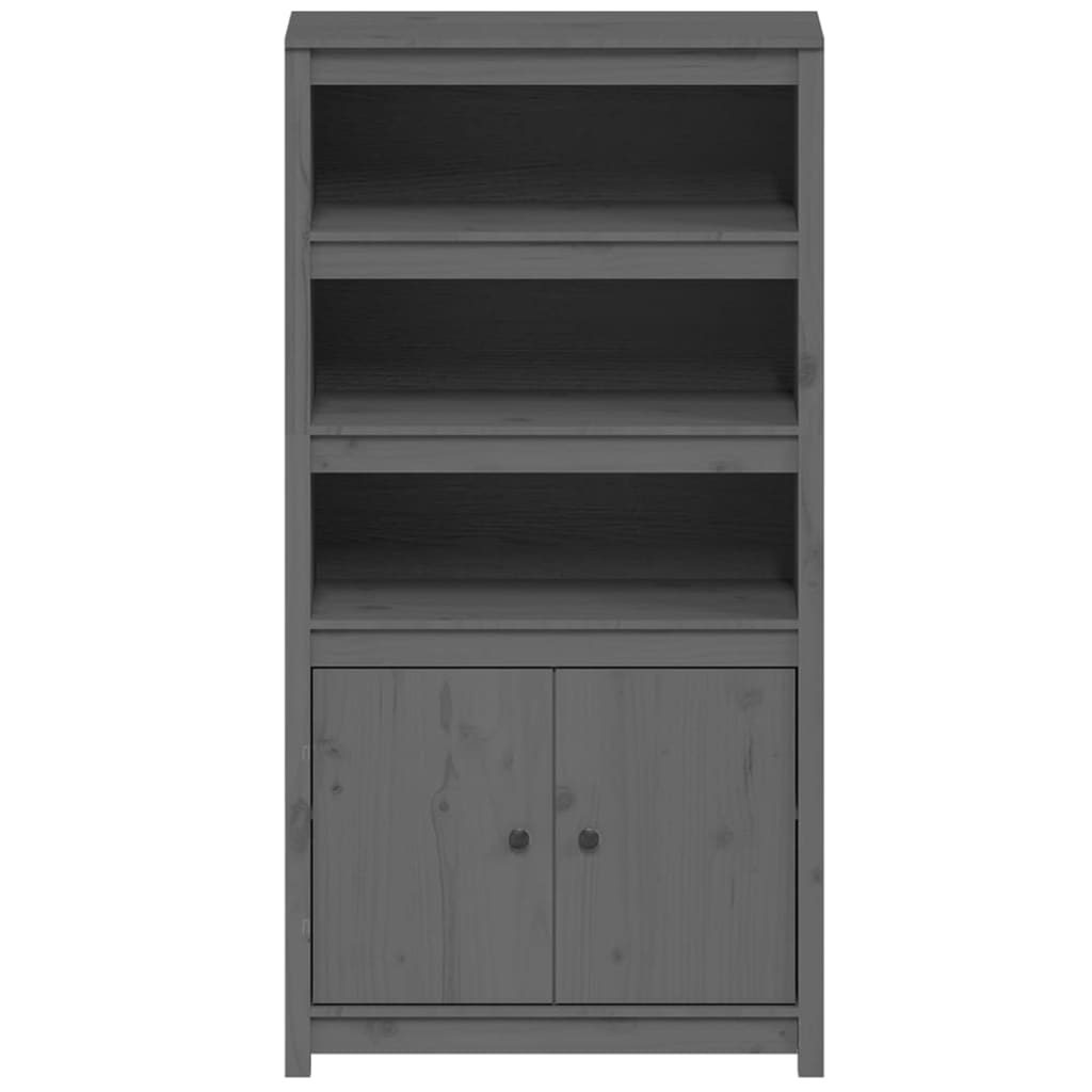 Highboard Grau 80x35x154 cm Massivholz Kiefer