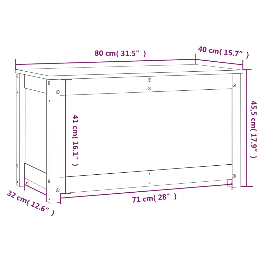 Truhe Weiß 80x40x45,5 cm Massivholz Kiefer