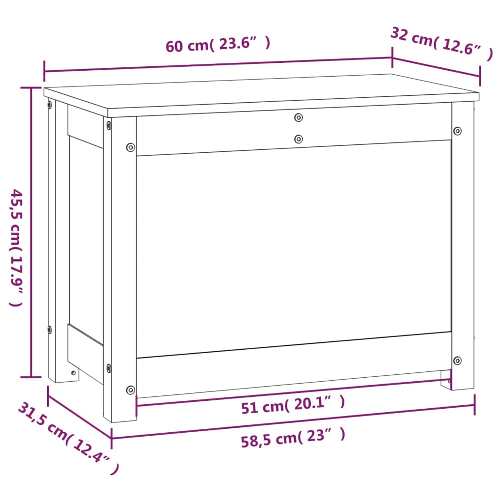 Truhe Honigbraun 60x32x45,5 cm Massivholz Kiefer - Pazzar.ch