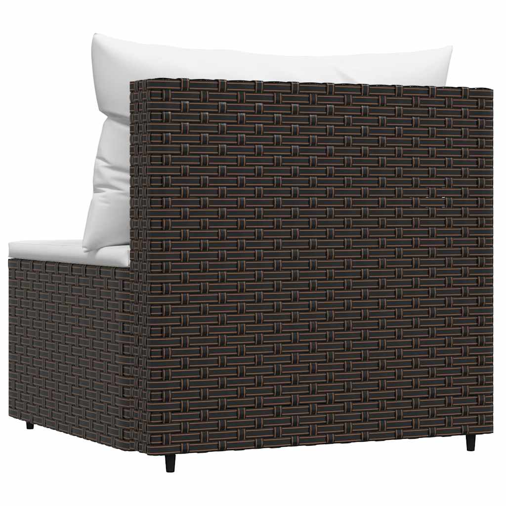 Garten-Mittelsofa mit Kissen Braun Poly Rattan