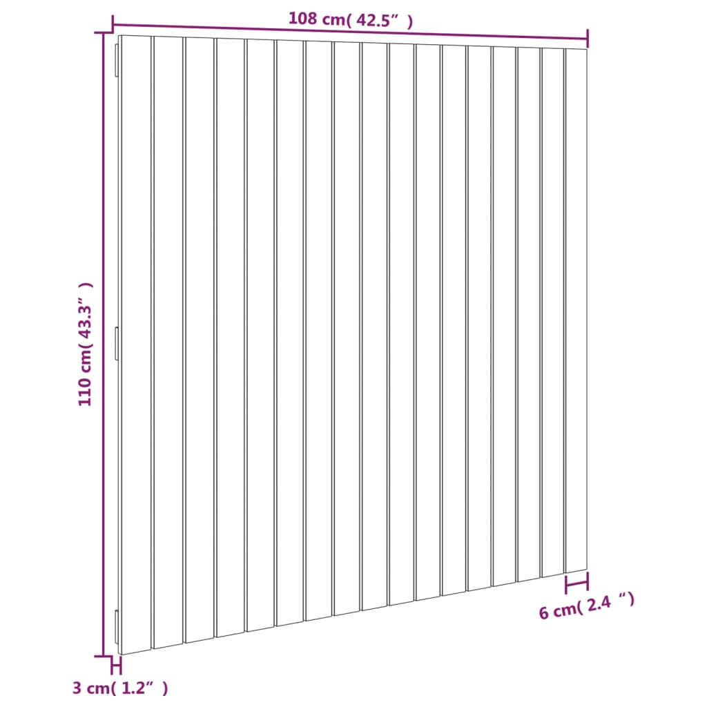 Wand-Kopfteil Grau 108x3x110 cm Massivholz Kiefer - Pazzar.ch
