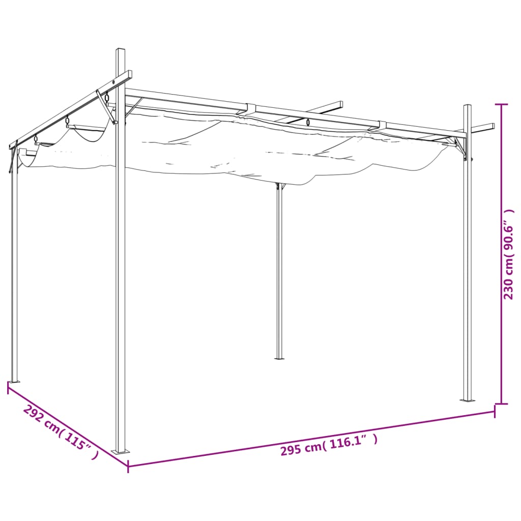 Pergola mit Schiebedach Anthrazit 295x292x230 cm