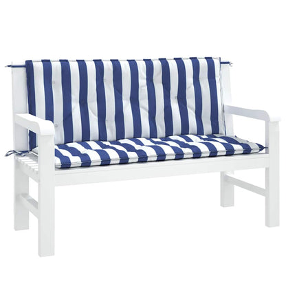 Gartenbank-Auflagen 2 Stk. Blau&Weiß Gestreift 120x50x7cm Stoff - Pazzar.ch