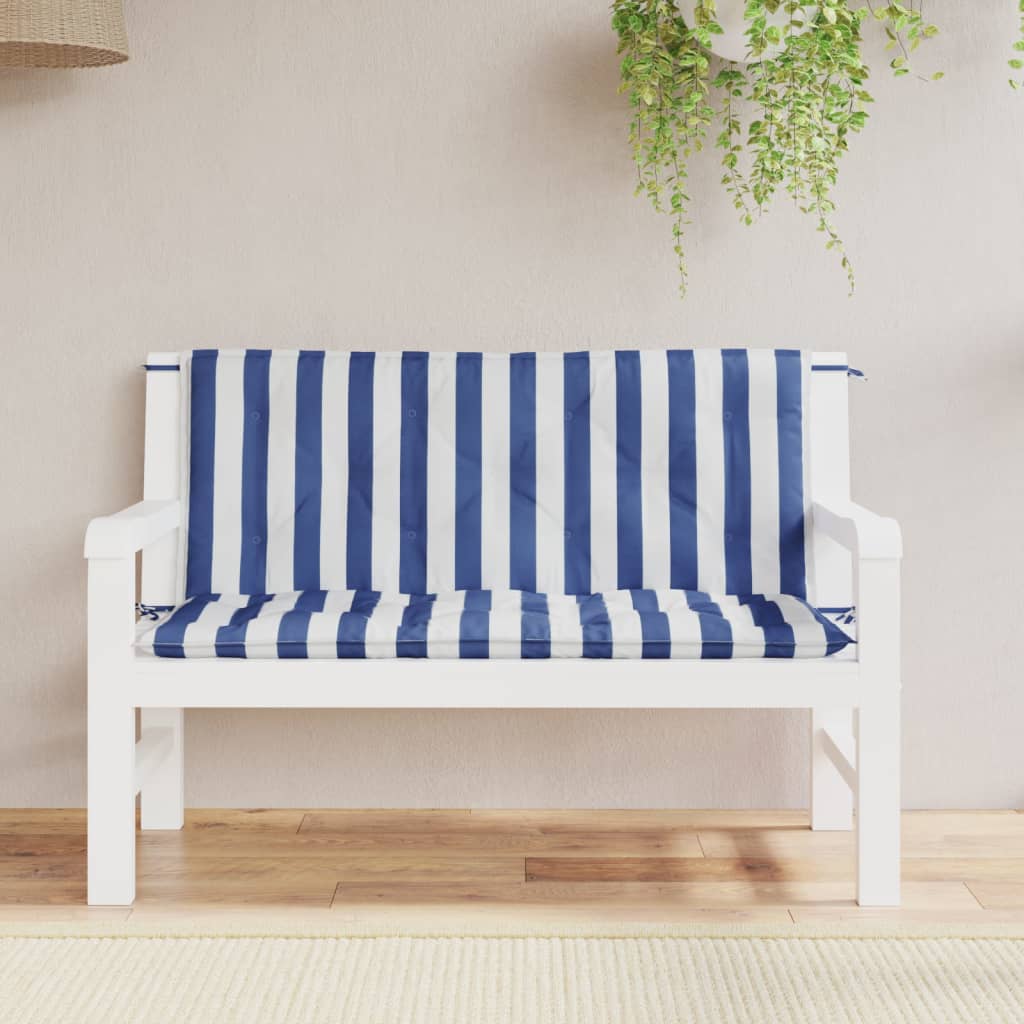 Gartenbank-Auflagen 2 Stk. Blau&Weiß Gestreift 120x50x7cm Stoff - Pazzar.ch