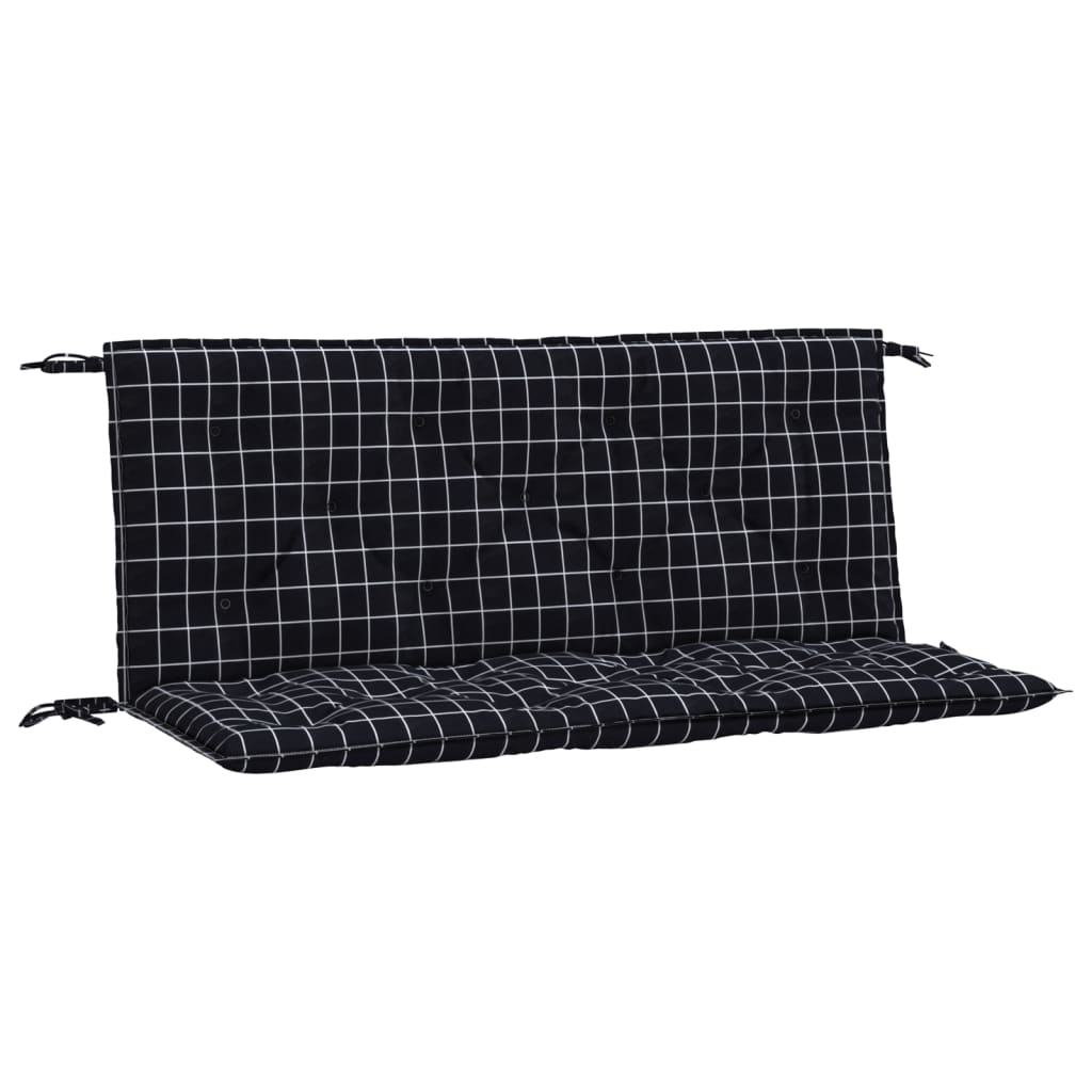 Gartenbank-Auflagen 2 Stk. Schwarz Karomuster 120x50x7 cm Stoff - Pazzar.ch
