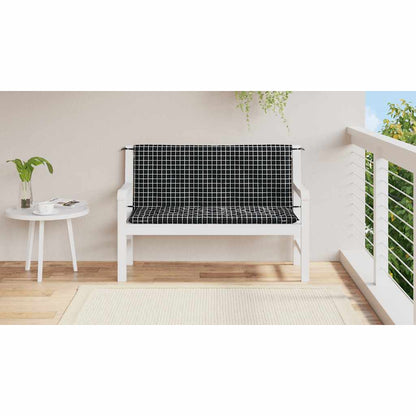 Gartenbank-Auflagen 2 Stk. Schwarz Karomuster 120x50x7 cm Stoff - Pazzar.ch
