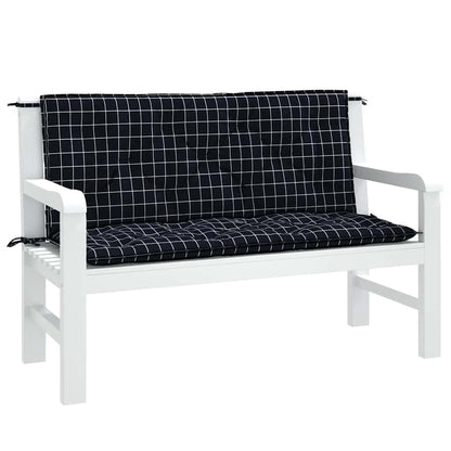 Gartenbank-Auflagen 2 Stk. Schwarz Karomuster 120x50x7 cm Stoff - Pazzar.ch