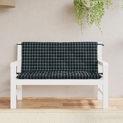 Gartenbank-Auflagen 2 Stk. Schwarz Karomuster 120x50x7 cm Stoff - Pazzar.ch