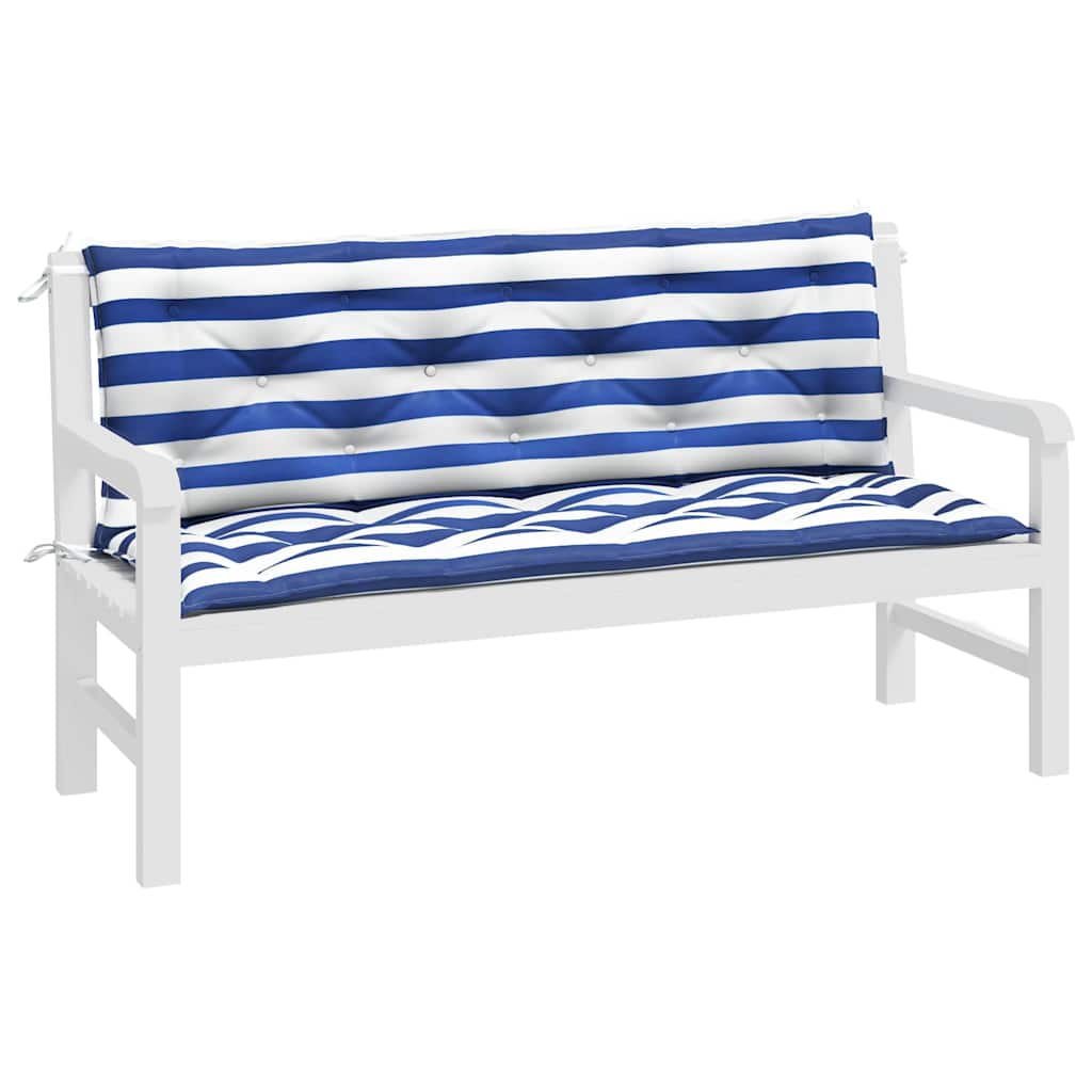 Gartenbank-Auflagen 2 Stk. Blau&Weiß Gestreift 150x50x7cm Stoff - Pazzar.ch