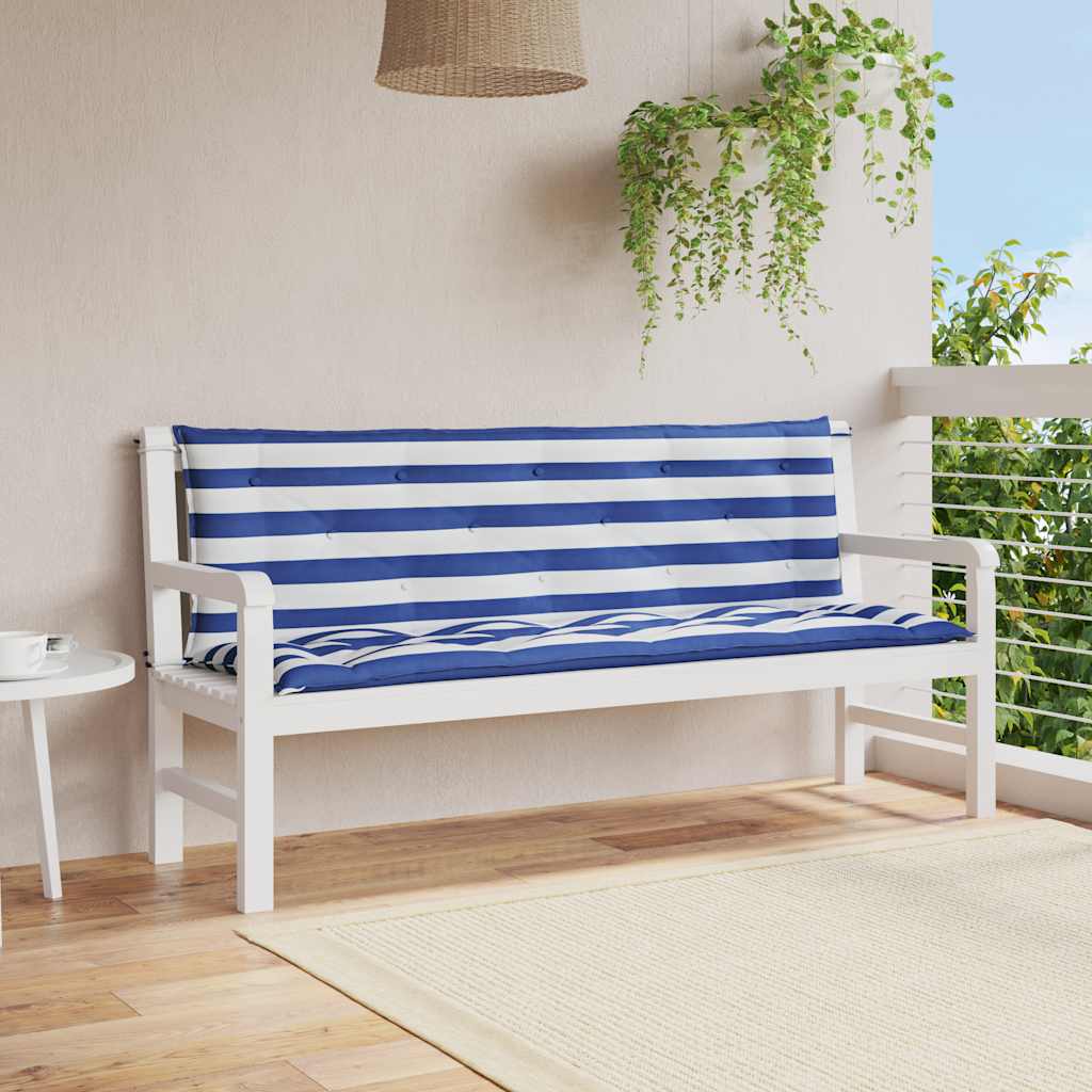 Gartenbank-Auflagen 2 Stk. Blau&Weiß Gestreift 150x50x7cm Stoff - Pazzar.ch