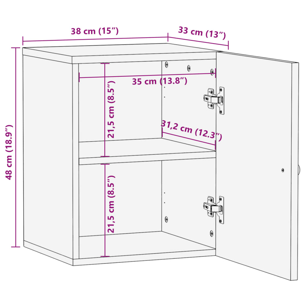 Bad-Wandschrank 38x33x48 cm Altholz Massiv - Pazzar.ch