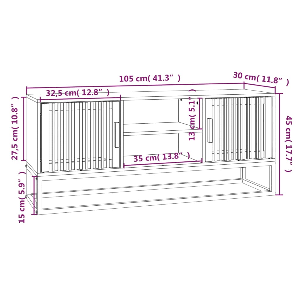 TV-Schrank 105x30x45 cm Holzwerkstoff und Eisen - Pazzar.ch