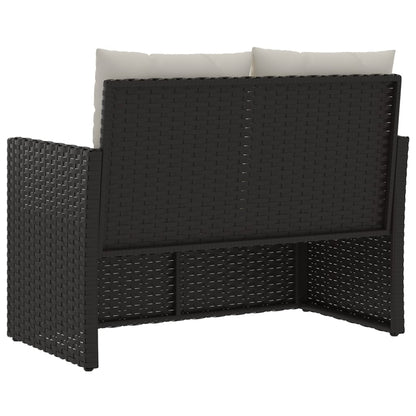 Gartenbank mit Kissen Schwarz 105 cm Poly Rattan - Pazzar.ch