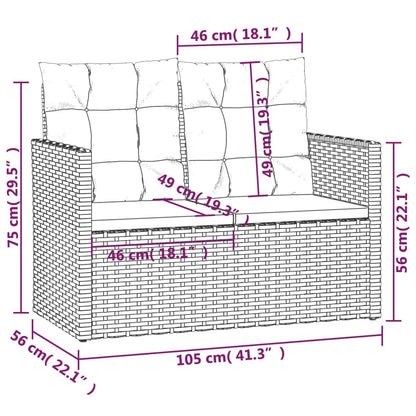 Gartenbank mit Kissen Schwarz 105 cm Poly Rattan - Pazzar.ch