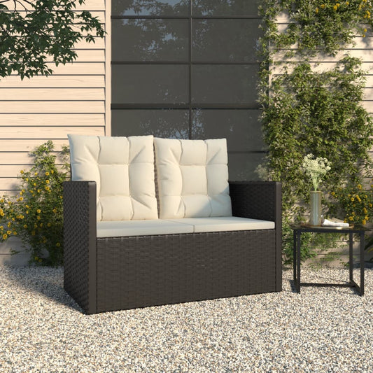 Gartenbank mit Kissen Schwarz 105 cm Poly Rattan - Pazzar.ch