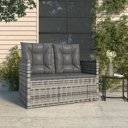 Gartenbank mit Kissen Grau 105 cm Poly Rattan - Pazzar.ch