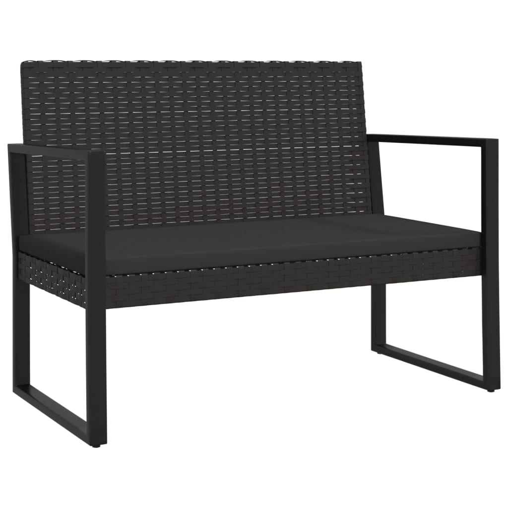 Gartenbank mit Kissen Schwarz 106 cm Poly Rattan - Pazzar.ch