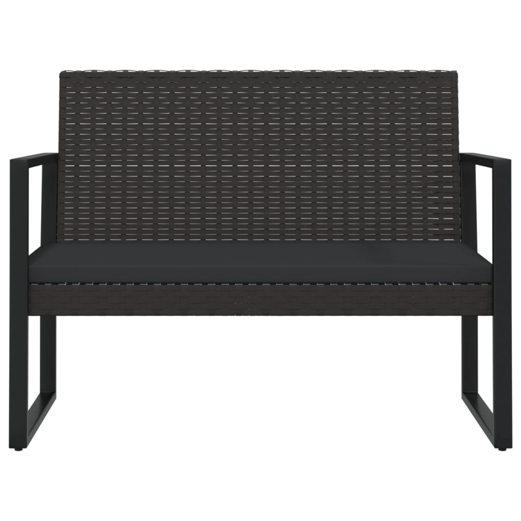 Gartenbank mit Kissen Schwarz 106 cm Poly Rattan - Pazzar.ch