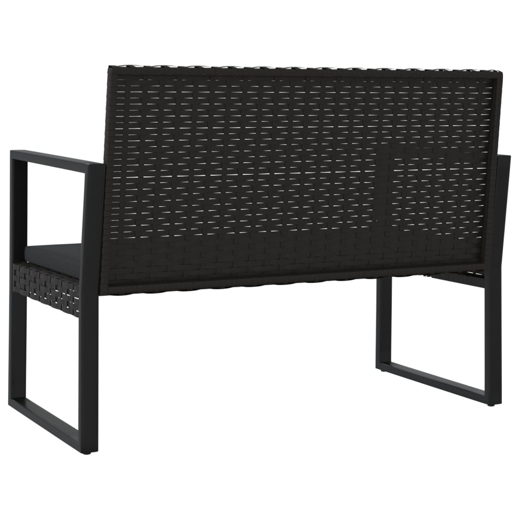 Gartenbank mit Kissen Schwarz 106 cm Poly Rattan - Pazzar.ch